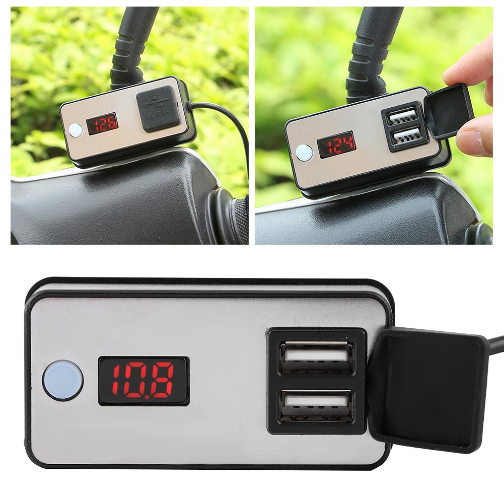 12V Motorcycle Dual USB Charger Digital Display Universal Waterproof Power Supply for Phone Tablets GPS