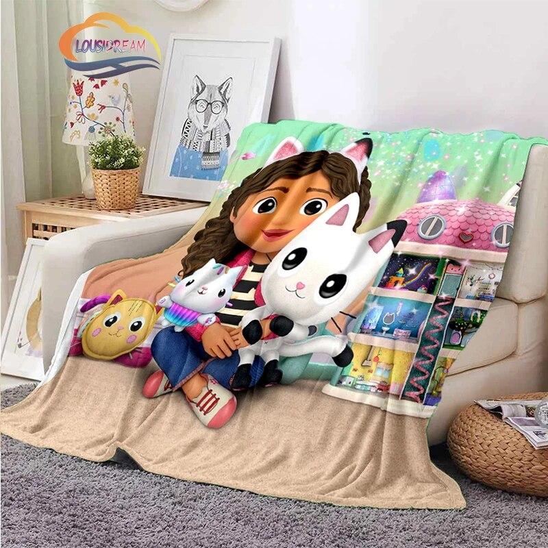 Cartoon Gabby's Dollhouse Cute Cashmere Blanket Children and Girls Warm Portable Plush Cozy Throw Blanket Bed Sofa Blanket