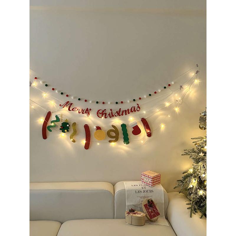 Christmas Felt Garland: Tree, Flower & Flag Decorations Set