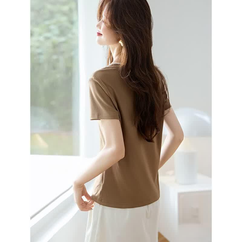Women's U-Neck Slim Fit Short Sleeve T-Shirt