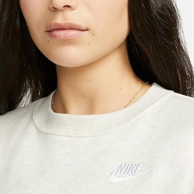 Nike Sportswear Club Fleece Crew-Neck Sweatshirt With Embroidered Logo Women Sweatshirt Oatmeal DQ5473-141