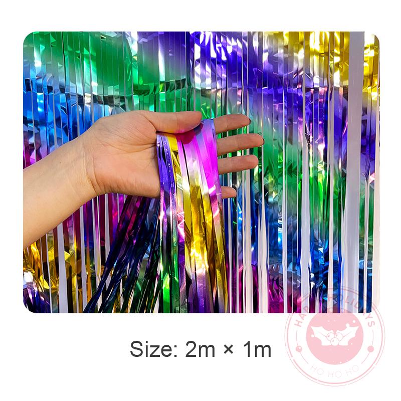 

2m×1m New Macarone Gradient Rain Curtain Birthday Party Wedding Background Wall Decoration Banquet New Year Stage Decor 1pc