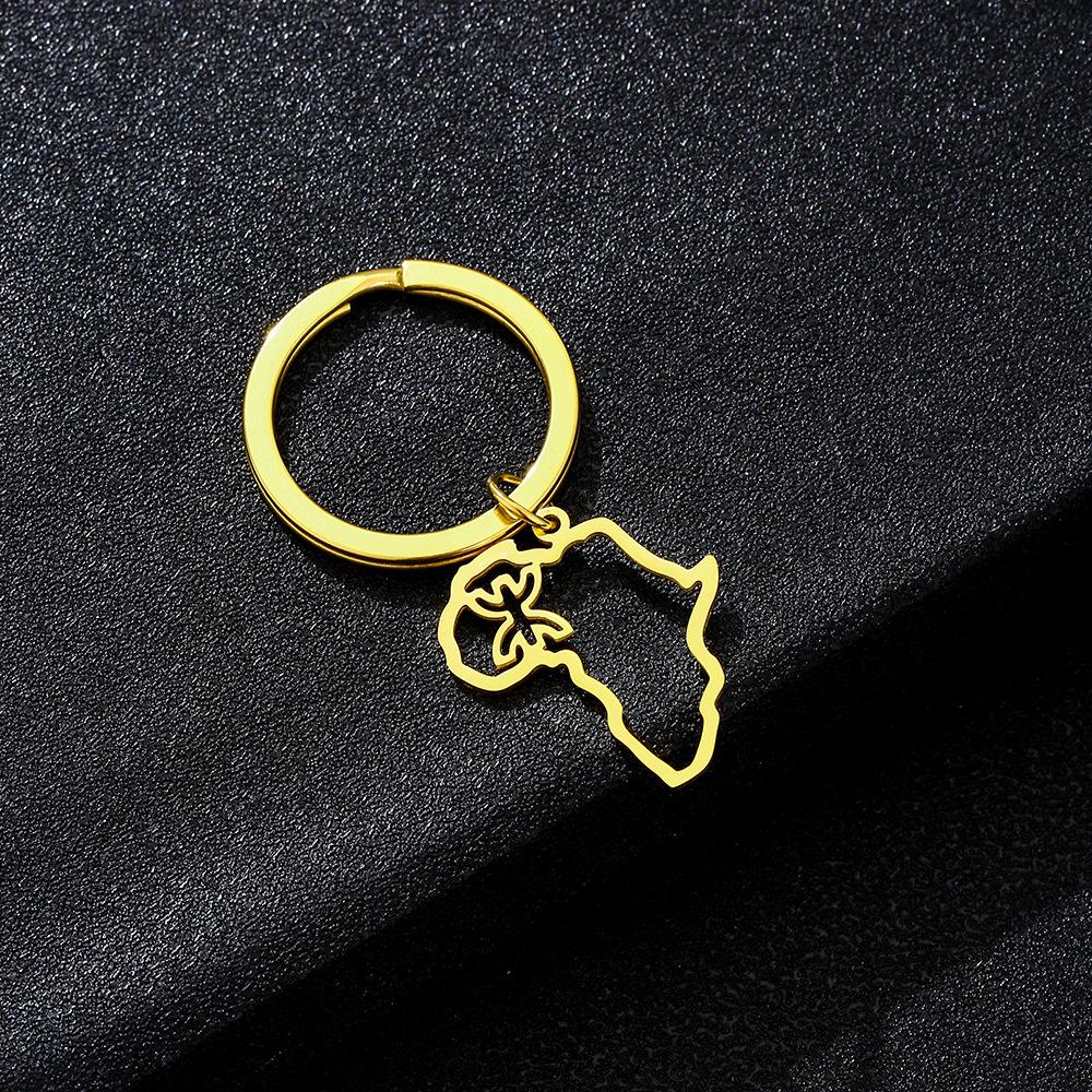Ethnic Style Cross Pendant Keychain: Unisex Berber-Inspired Titanium Steel Accessory