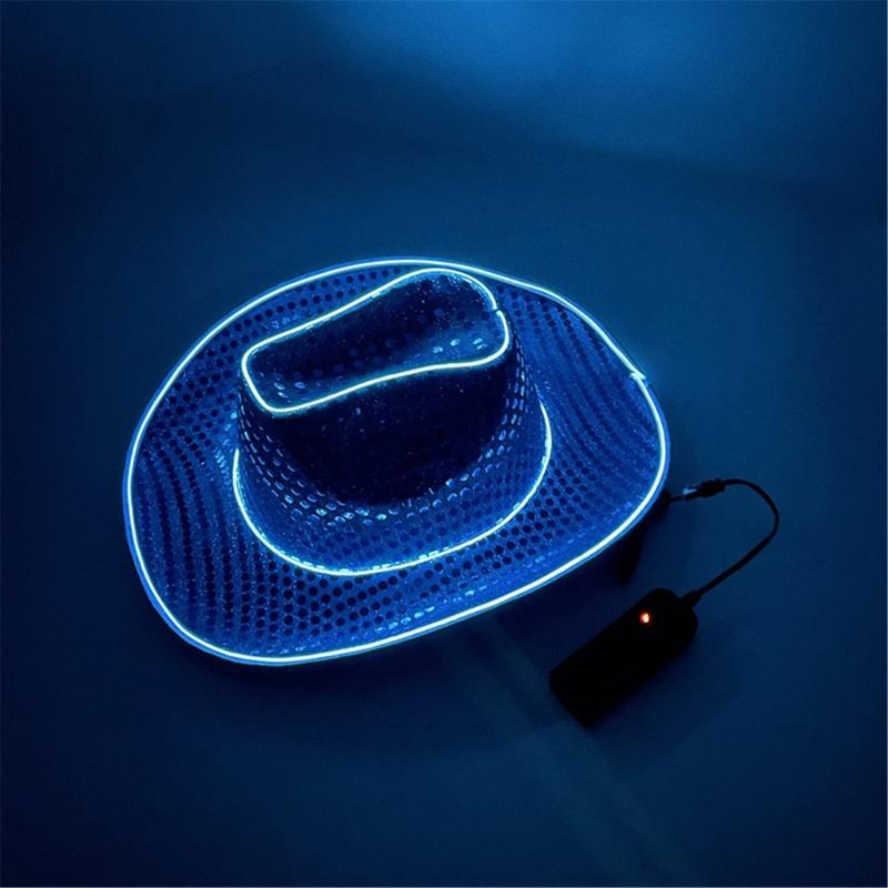 Sparkly Glowing Cowboy Hats Glinting Sequins Panama Hat for Party Halloween