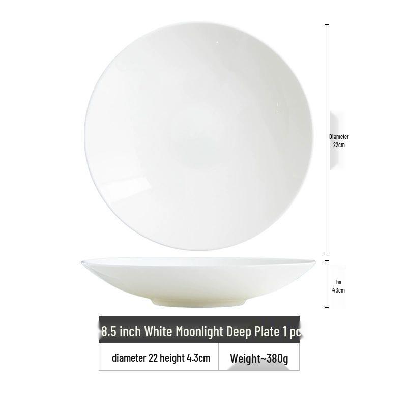 Elegant Bone China White Soup and Rice Dish - Microwave Safe, High-Quality Deep Ceramic Plate