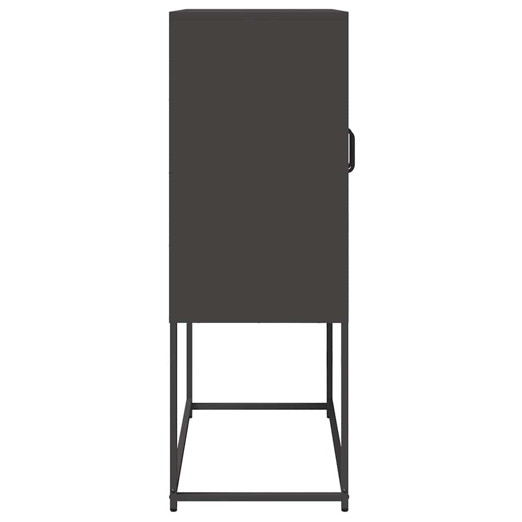 Komoda Wysoka Czarna 68X39X107 Cm Stalowa