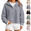 Women's Color Long Sleeve Zip-Up Sweatshirt with Collar for Casual Daily Wear