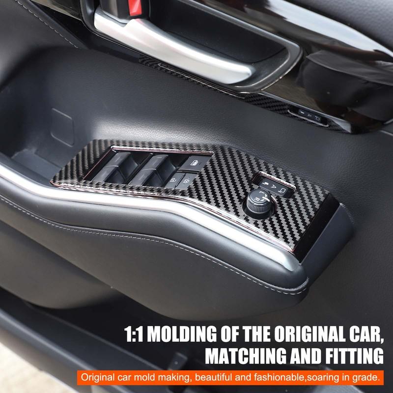 Soft Carbon Fiber Car Inner Door Glass Lifting Frame Panel Trim Sticker For Toyota Highlander -2026 Car Accessories