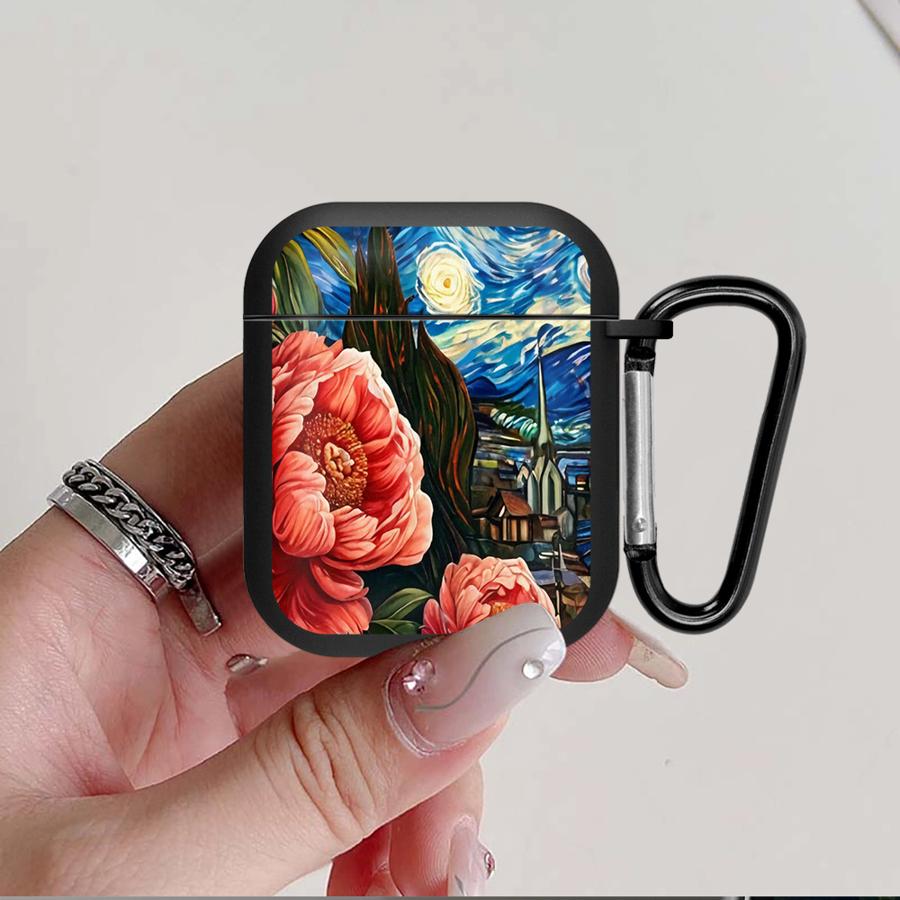 Earphone Cases Cover Case For Airpods 1 3 4 Pro2 Pro3 2 Pro Blue Flowers Cool