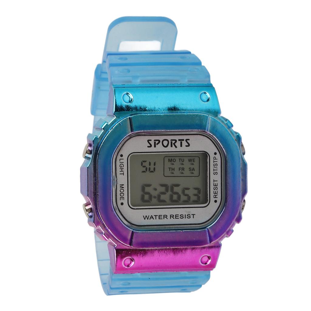 Gradient Color Electronic Watch Large Dial Waterproof Long Standby Time Purple Blue Casual Sports Wristwatches for