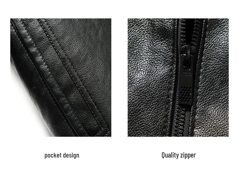 Men's Thickened Leather Jacket with Fleece Lining - Winter Outerwear for Mature Customers