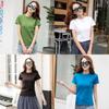 Süßes kurzärmeliges T-Shirt für Damen mit Rundhalsausschnitt und 3D-Muster aus Stoff für den Sommer