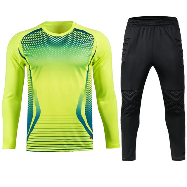 Herren Erwachsenen Fußball Torwart Uniform Schutzschwamm Fußball Langarm Kinder Training Torwart Fußball Trikot Oberteil Hose