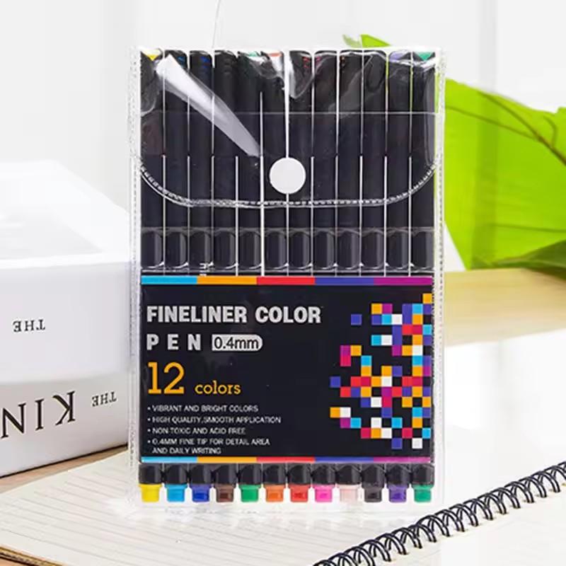 

12 шт./набор цветных ручек Fineliner 0,4 мм, тонкий кончик, рисунок, живопись, эскиз, тонкий художественный маркер, офис, школа, канцелярские принадлежности 12pcs/set разноцветный