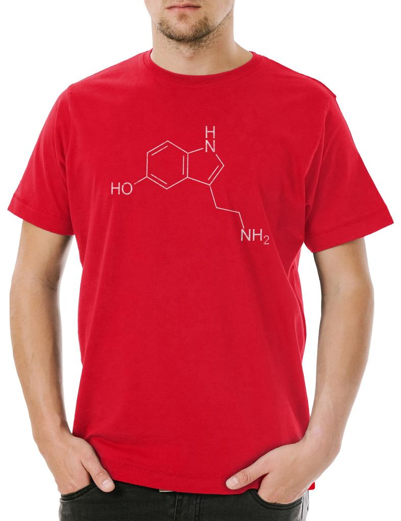 Serotonin Molecule Lifting Herren T-Shirt Mens Womens Tees Top Fun Geek Nerd Molekül Teacher Lehrer