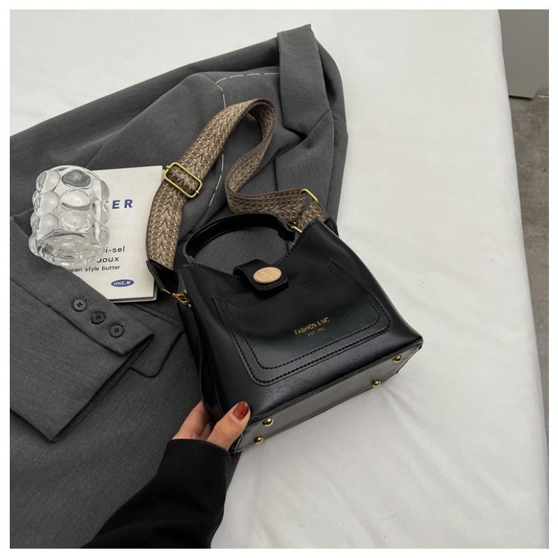 

Ретро и модная женская сумка через плечо, универсальная сумка-ведро чёрный