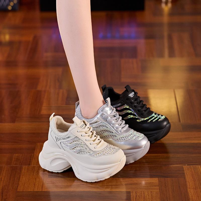 Thick-soled Dad Shoes Children 2025 New Popular Summer Mesh Shoes Women's Mesh Heightening Women's Shoes Sports White Shoes