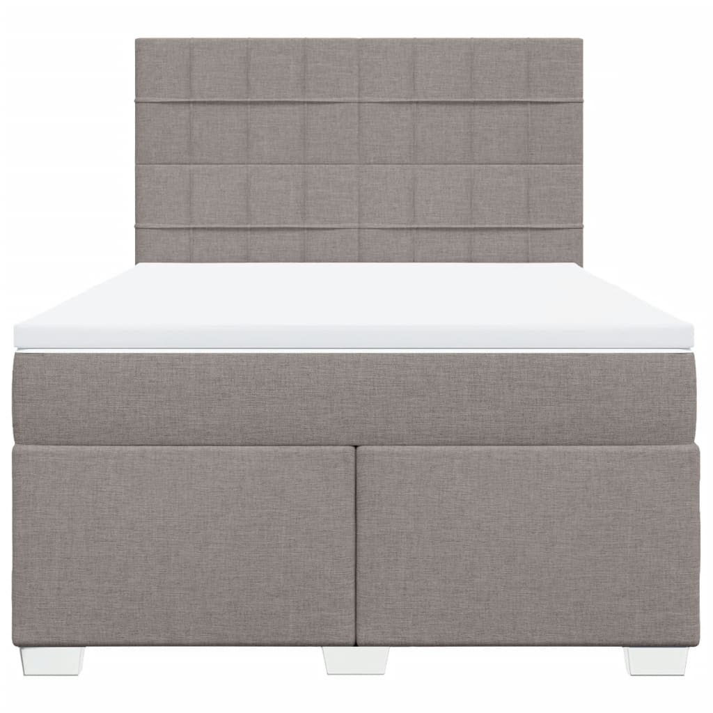 Vidaxl Letto Continentale Con Materasso, Taupe, Tessuto, 140X200 Cm
