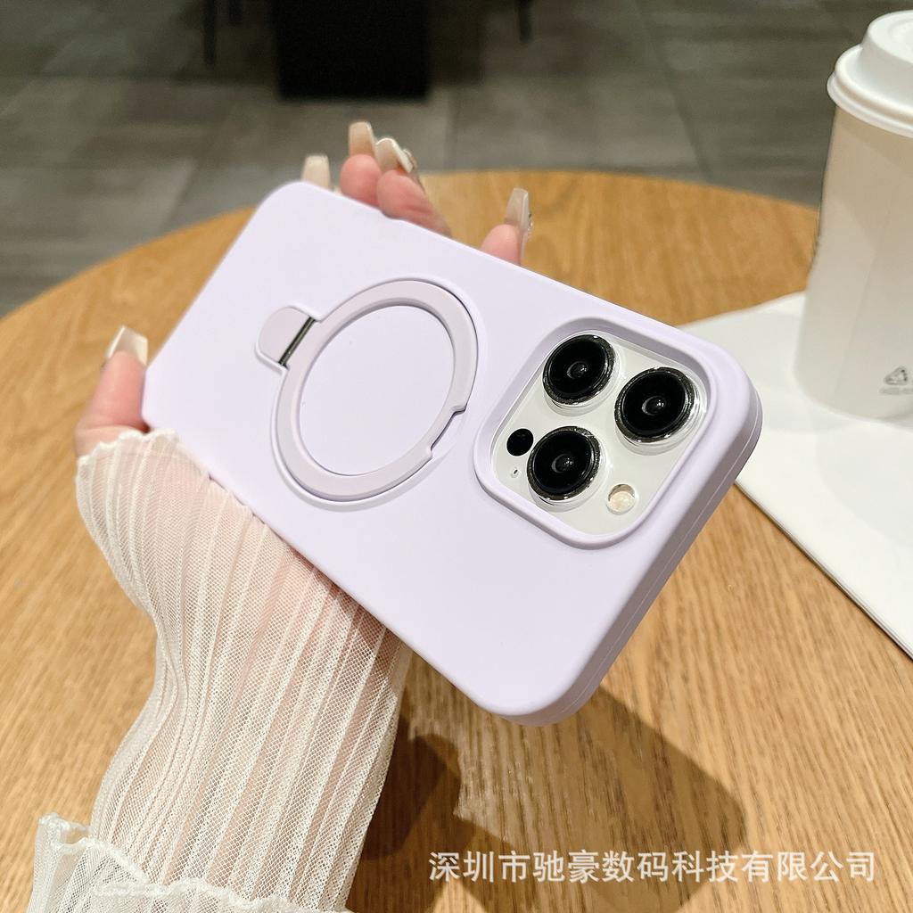 Applicable To iPhone17promax Liquid Magnetic Suction Bracket Mobile Phone Case Apple 16 Silicone Anti-drop Large Hole Anti-drop Cover