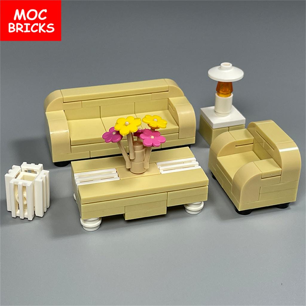 MOC Blocks Sofa Home Furniture Chair Desk City Model Learning Construction Bricks Figures DO IT YOURSELF Toy Ideal For Children Gift Idea