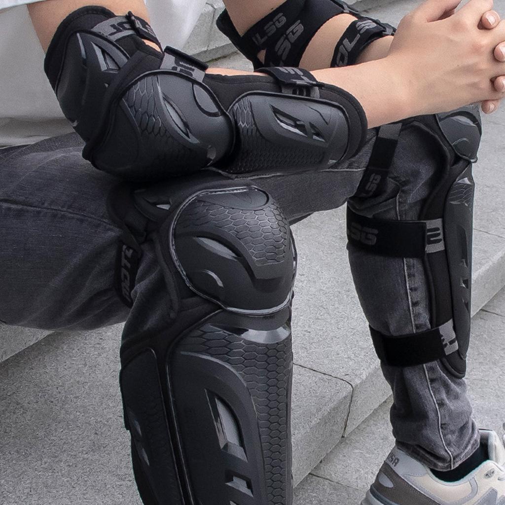 L მოტოციკლის მუხლის და იდაყვის დამცავი კომპლექტი ოთხი მრგვალი თავით შეჯიბრის დამცავი, გამავლობის მოტოციკლეტის სატარი მოწყობილობა, სპორტული დამცავი