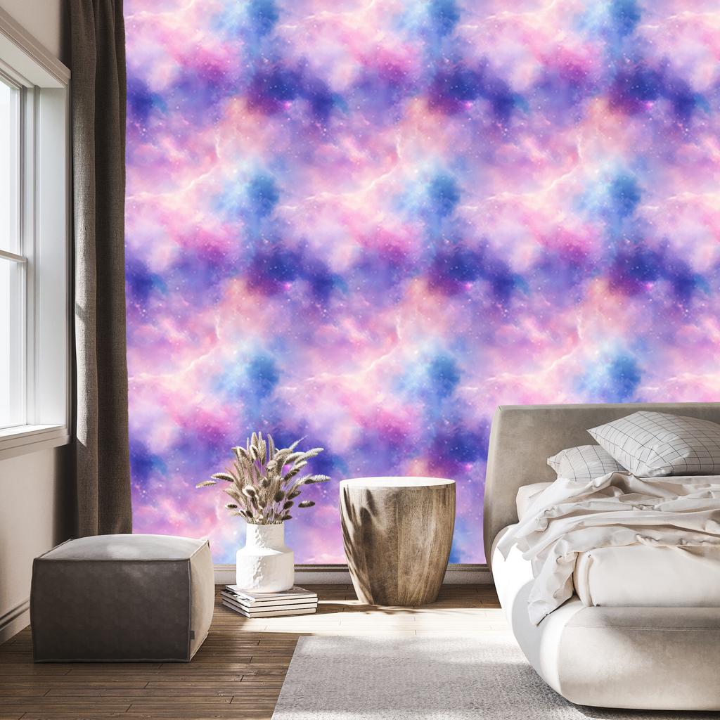 Watercolor Galaxy Wallpaper Lavender, Purple Center 50x1000