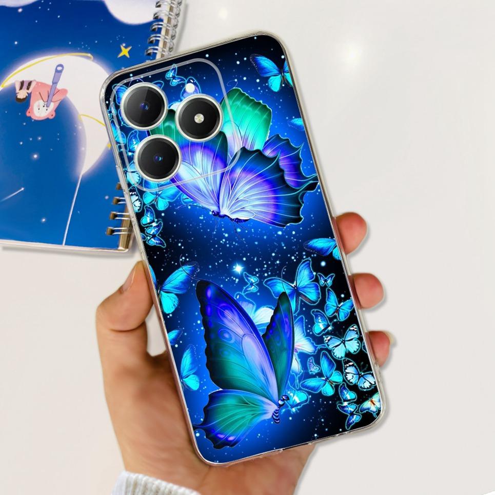 Voor Realme C63 C61 Narzo N61 N63 Hoesje Bloemen Vlinder Dames Mode Achterkant Transparant Zacht Slank Siliconen Bumper Shell