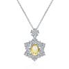Women's S925 Sterling Silver Necklace with Aquamarine, Padparadscha, and High Carbon Diamond Pendant