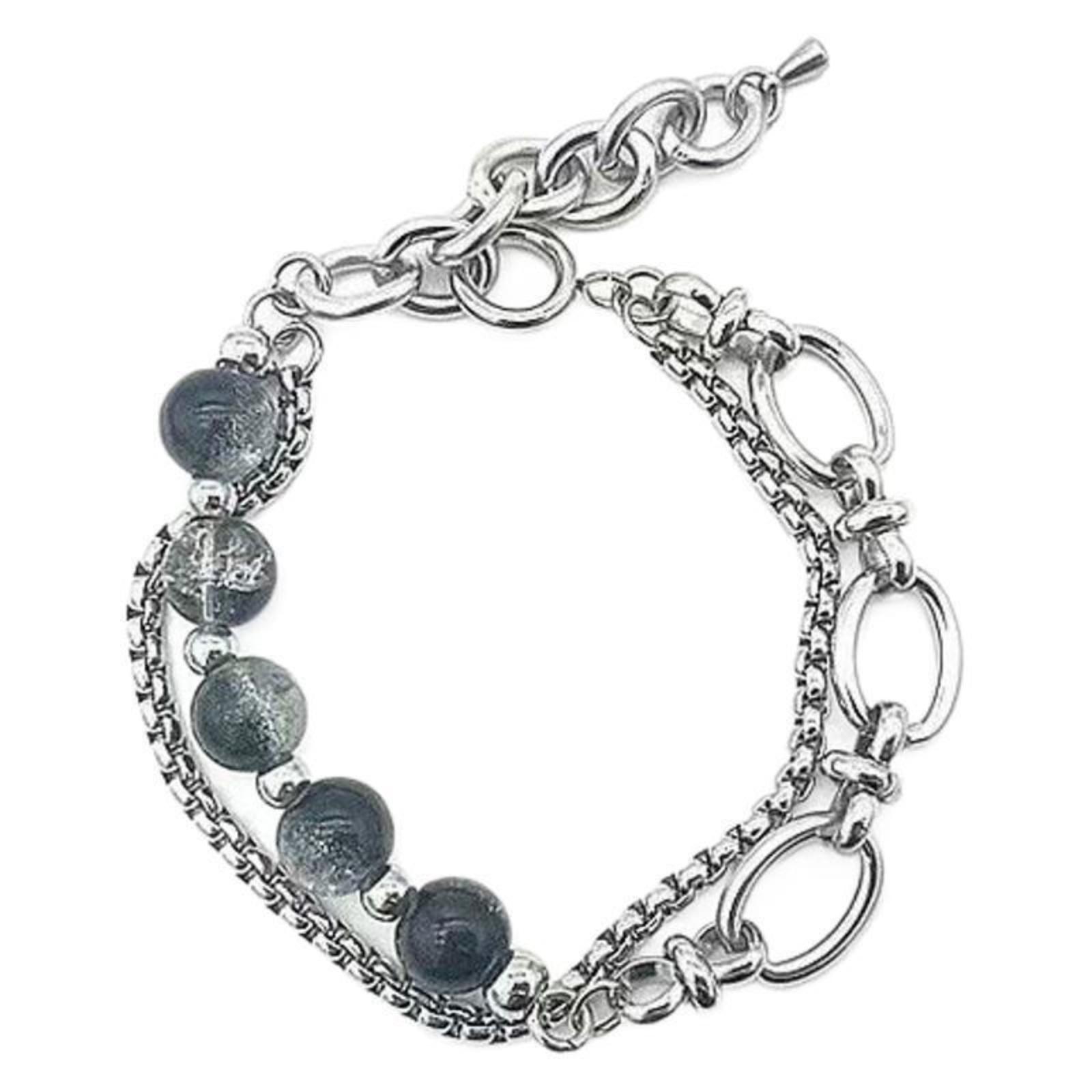 

Double Layer Crackle Bead Titanium Steel Bracelet Lightweight Design Minimalist Style Small Brand Fashion Accessory for Women One Size