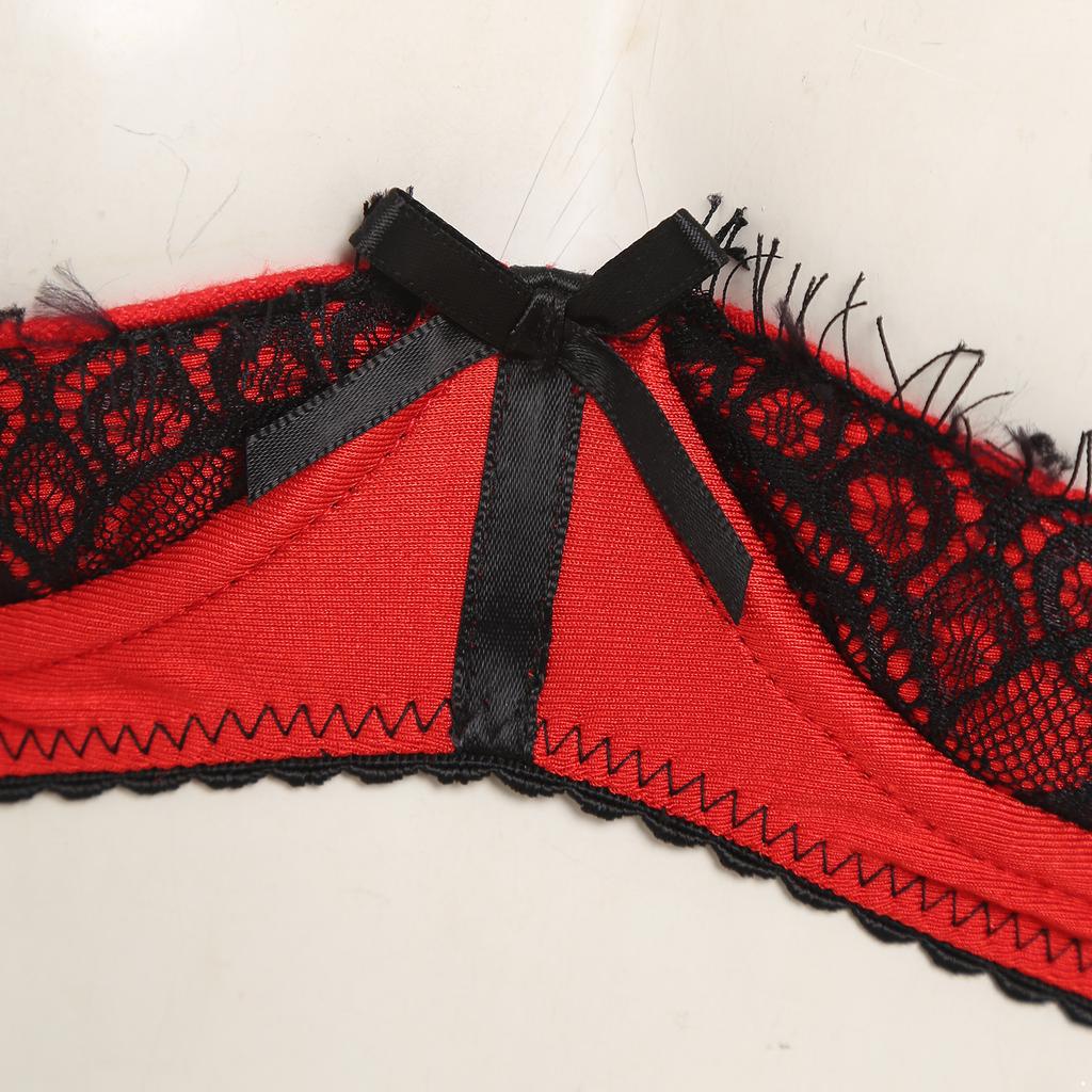 Dámská krajková podprsenka s řasenkami a květinovým vzorem 1/4 košíčky Push-up s kosticemi Bralette Balconette