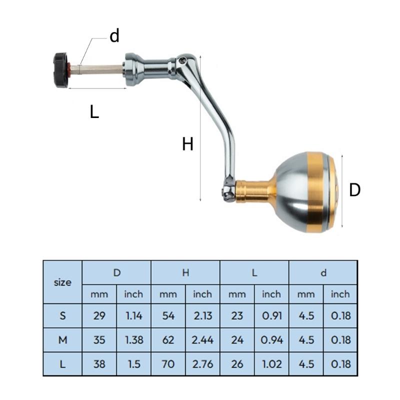 Fishings Reel Handle Baitcasting Reel Fishings Reel Handle Aluminum Power Handle Knob Grip Replacement Assembly Parts
