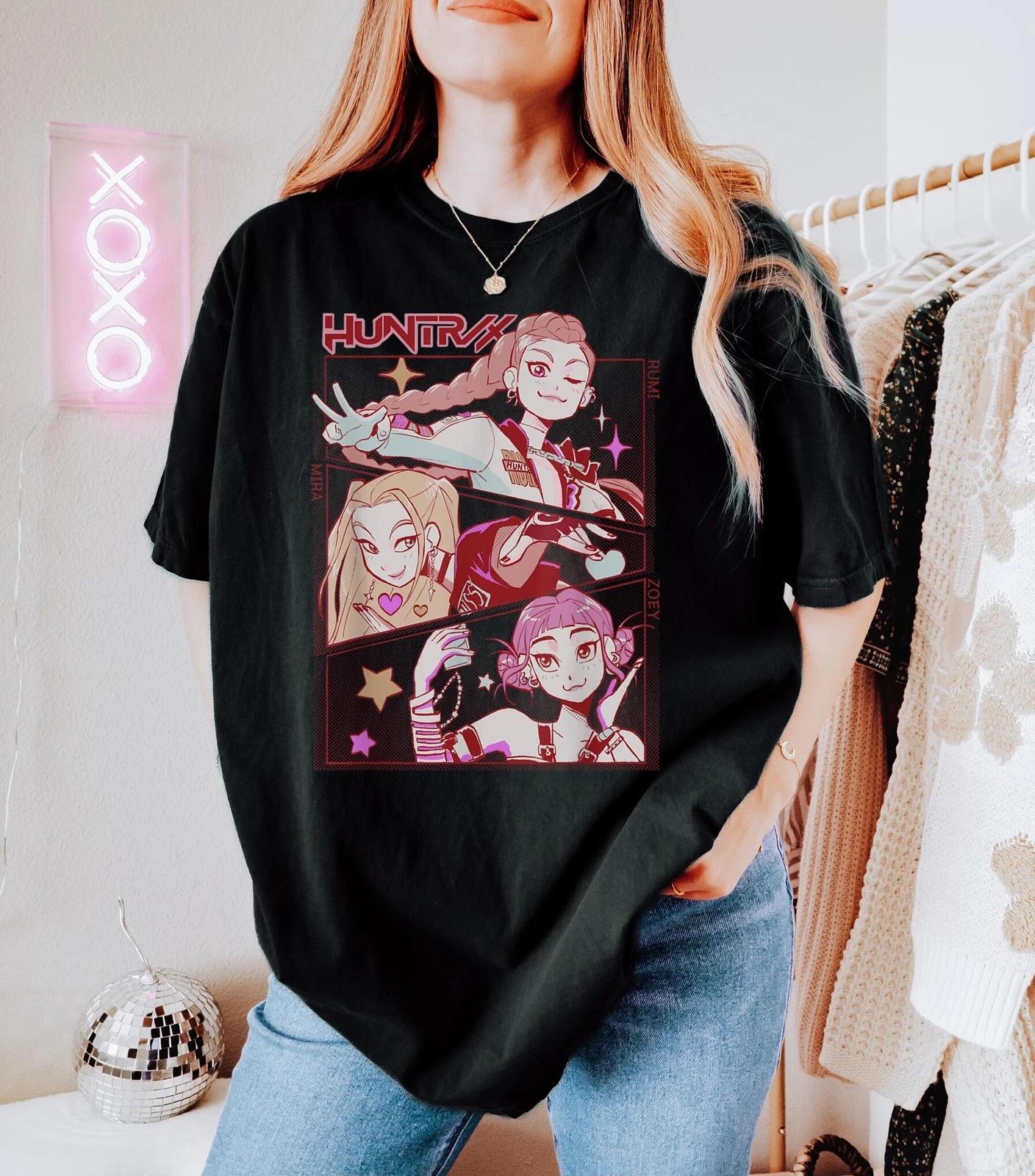 

K-pop Demon Hunters T-shirt Huntrix Tee Kpop Idol Group T-shirt Clothing Graphic Short Sleeve Shirt Unisex Men Women All-season XL