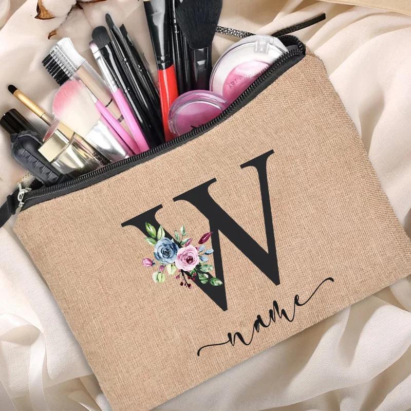 Personalized Linen Makeup Bag Able Women's Travel Shopping Beauty Portable Single Party Decoration Gift