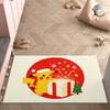 Cute Pikachu Christmas Sleigh 3D Print Imitation Cashmere Rug, Soft Water Absorbent Carpet For Bedroom Home Decor