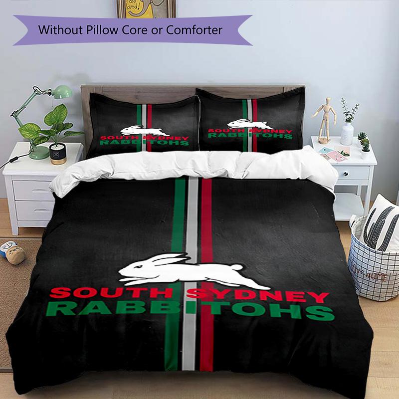 3pcs Duvet Cover Set (1*Duvet Cover + 2*Pillowcase, Without Core), South Sydney Rabbitohs Print Bedding Set, Bedroom Decor, All‑Season, Birthday Gift