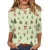 Women's O-Neck 3/4 Sleeve Christmas Print Top