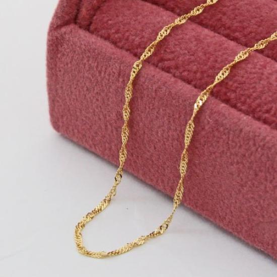 18K Gold Necklace with Screw Chain, 45cm, 0.8g