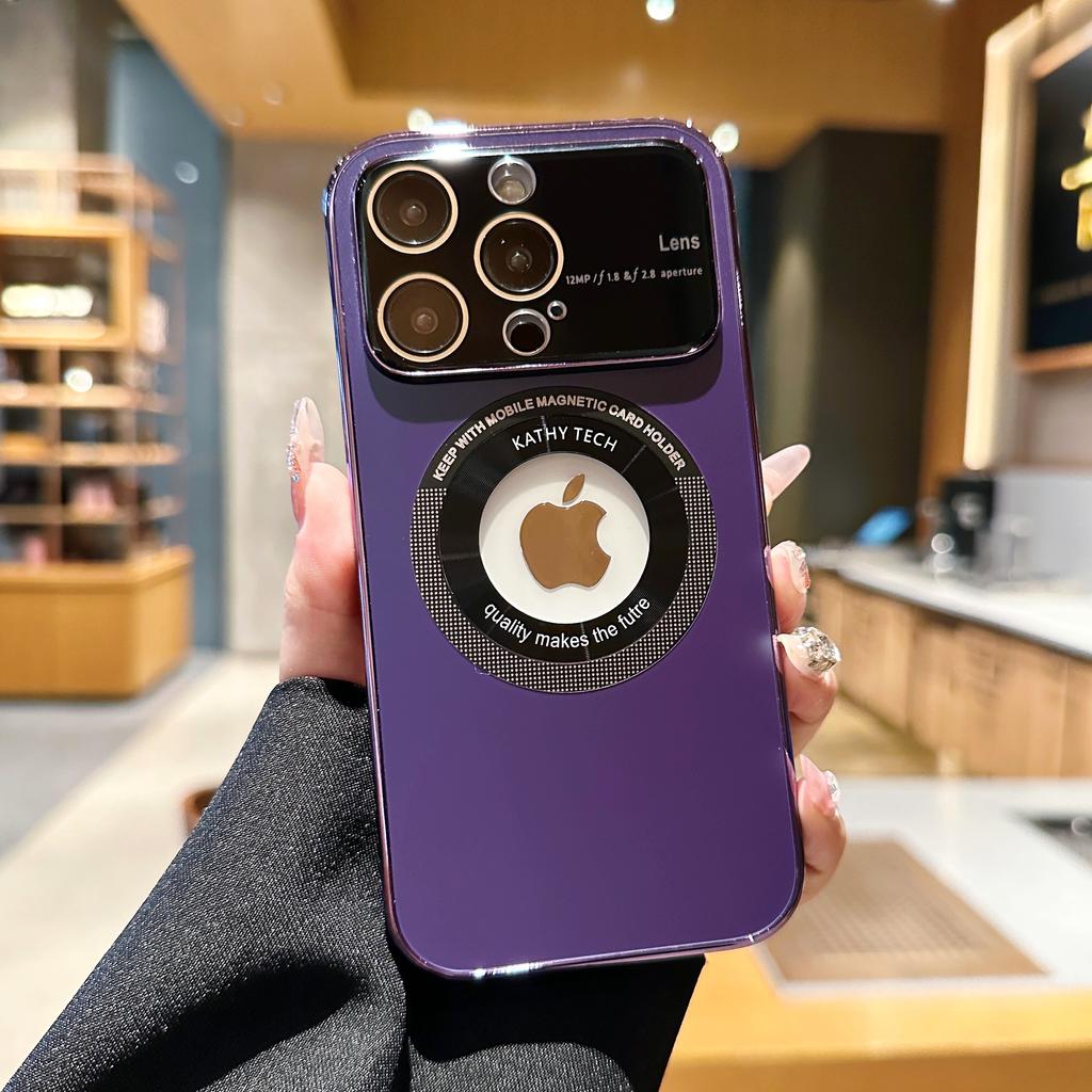 Magnetic Wireless Charging Phone Case For Iphone 14 13 Pro Max 14 Pro 13 Shockproof Lens Protector Plating Matte Glass Cover