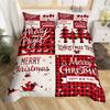Merry Christmas Duvet Cover Set,Red Buffalo Checked Rustic Truck Comforter Cover,Plaid Xmas Tree Elk Deer Snowflake Bedding Sets