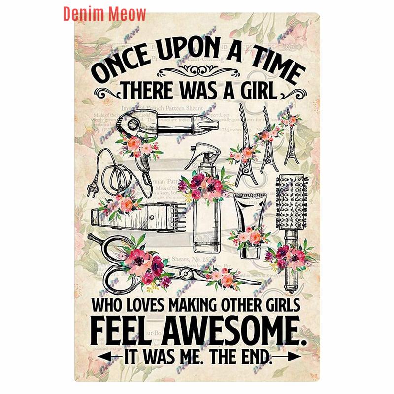Vintage Hair Stylist Metal Tin Sign, Tattoo Artist Metal Poster, Retro Hairdressing Salon,  Room Wall Poster, Home Decor WY243