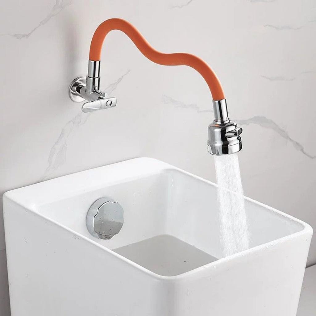 New Kitchen Bathroom Wall Mounted Faucet Single Cold Rotatable Extension Water Hose Antifreeze and Crack Prevention Tap