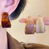 Silver Needle Resin Round Simple Fashion Earrings Retro Versatile Earrings Light Luxury High Temperament Earrings Women