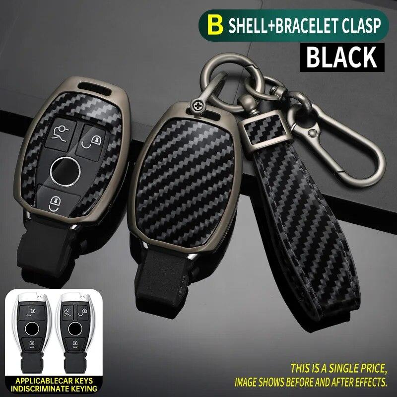 Carbon Fiber Zinc Alloy Car Key Case Cover For Mercedes Benz A C E S Class GLA CLA GLK GLC CLS W204 W463 W176 W251 W205 AMG