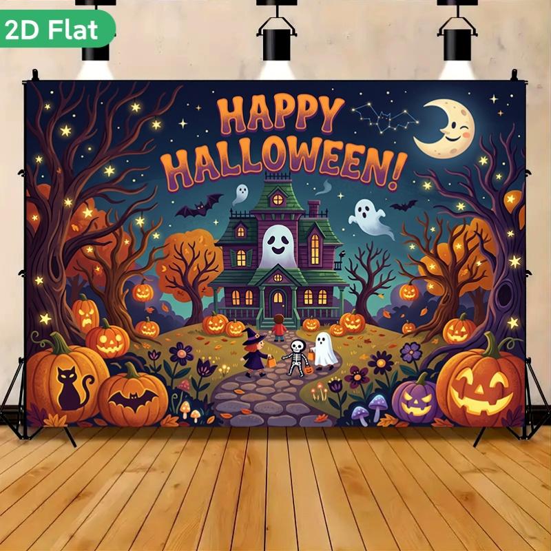 1 piece of 2D flat banner featuring Halloween pumpkins and night scenes suitable for home garden etc.zyc