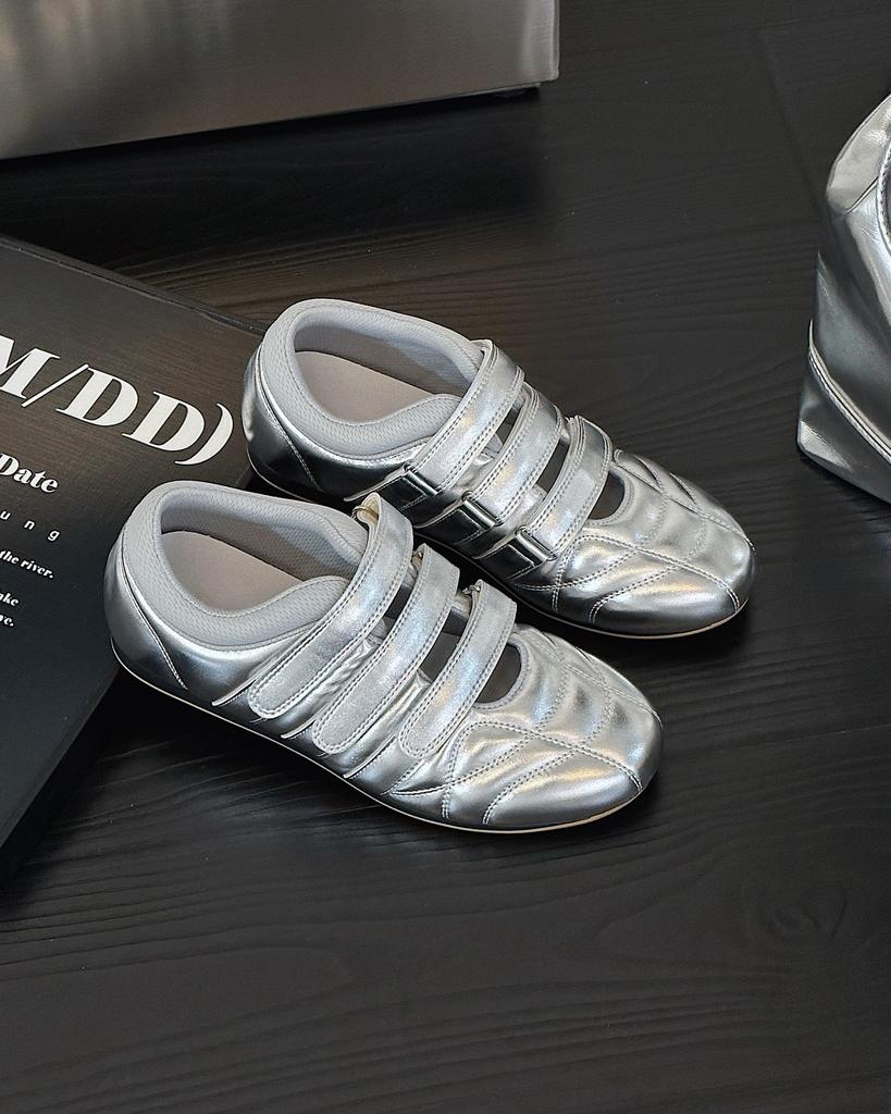 ~ Retro German training shoes women's Velcro ballet shoes round head casual sports white shoes women's shoes