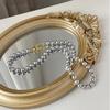 Flax Silver Gray High-Quality Round Pearl Necklace - Trendy 2023 Light Luxury Sweater Chain for Women