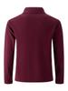 Autumn Solid Color Waffle Knit Lapel Pocket Button Long Sleeve Polo Shirt