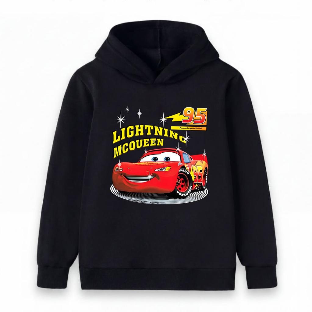 Kids Boys Girls Cute Red Racing Car 95 Graphic Print Casual Pullover Hoodie Soft Long Sleeve Warm Hooded Sweatshirt For Daily Wear And Sport
