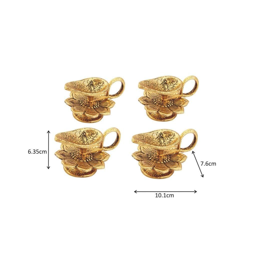 Chirag Handicrafts Paradise Diya Set of 4 Pc In Metal Antique Golden