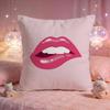 Glossy Red Lips Art Cushion Cover Premium Comfort Reversible Pillow Cove Two In One Design for Any Room  Car Interior